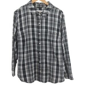Pure Energy Womens Plus Sz 3X Plaid Button Up Shirt Long Sleeve‎ Lightweight Top